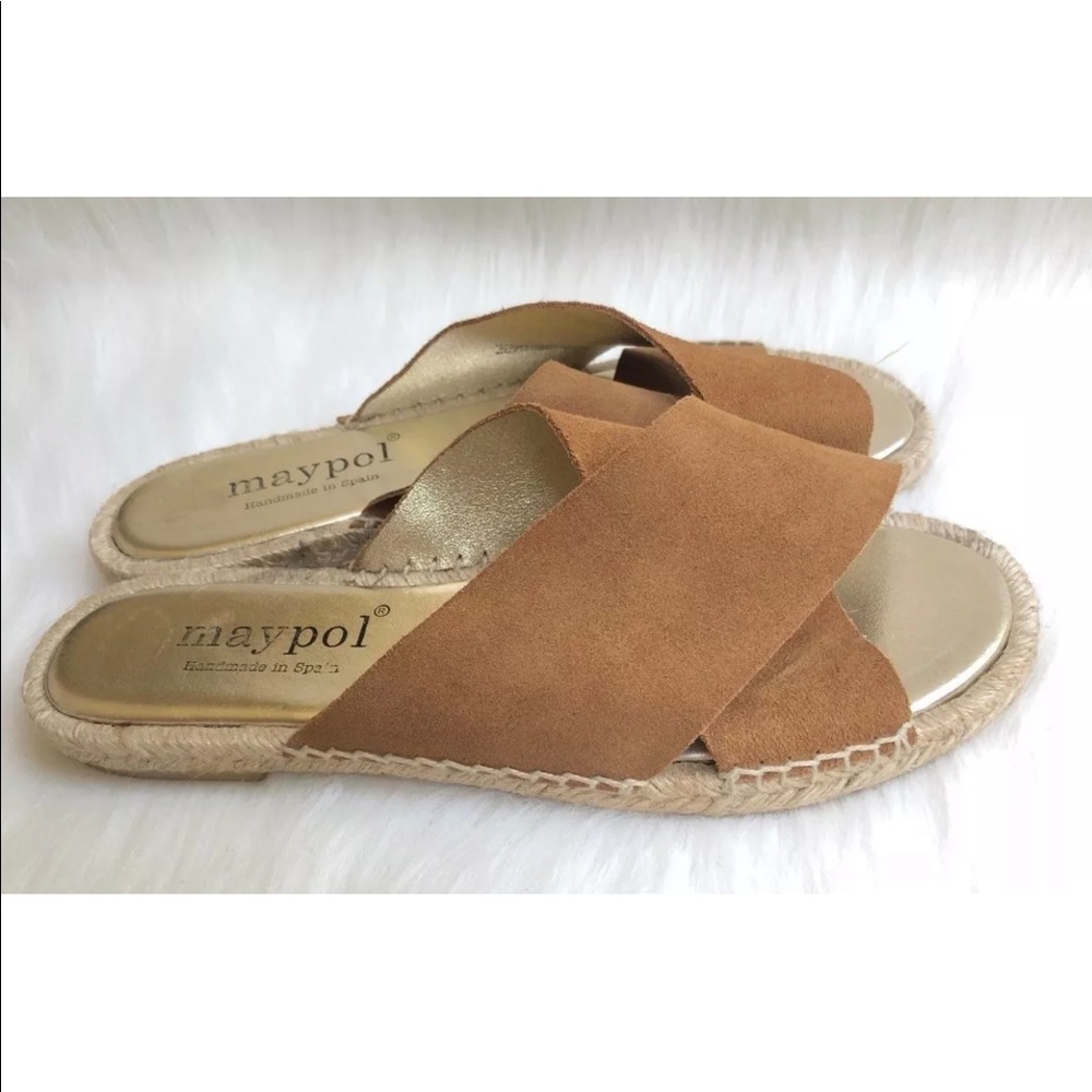 Maypol ‘Mixto’ Tan Suede Espadrille Slides